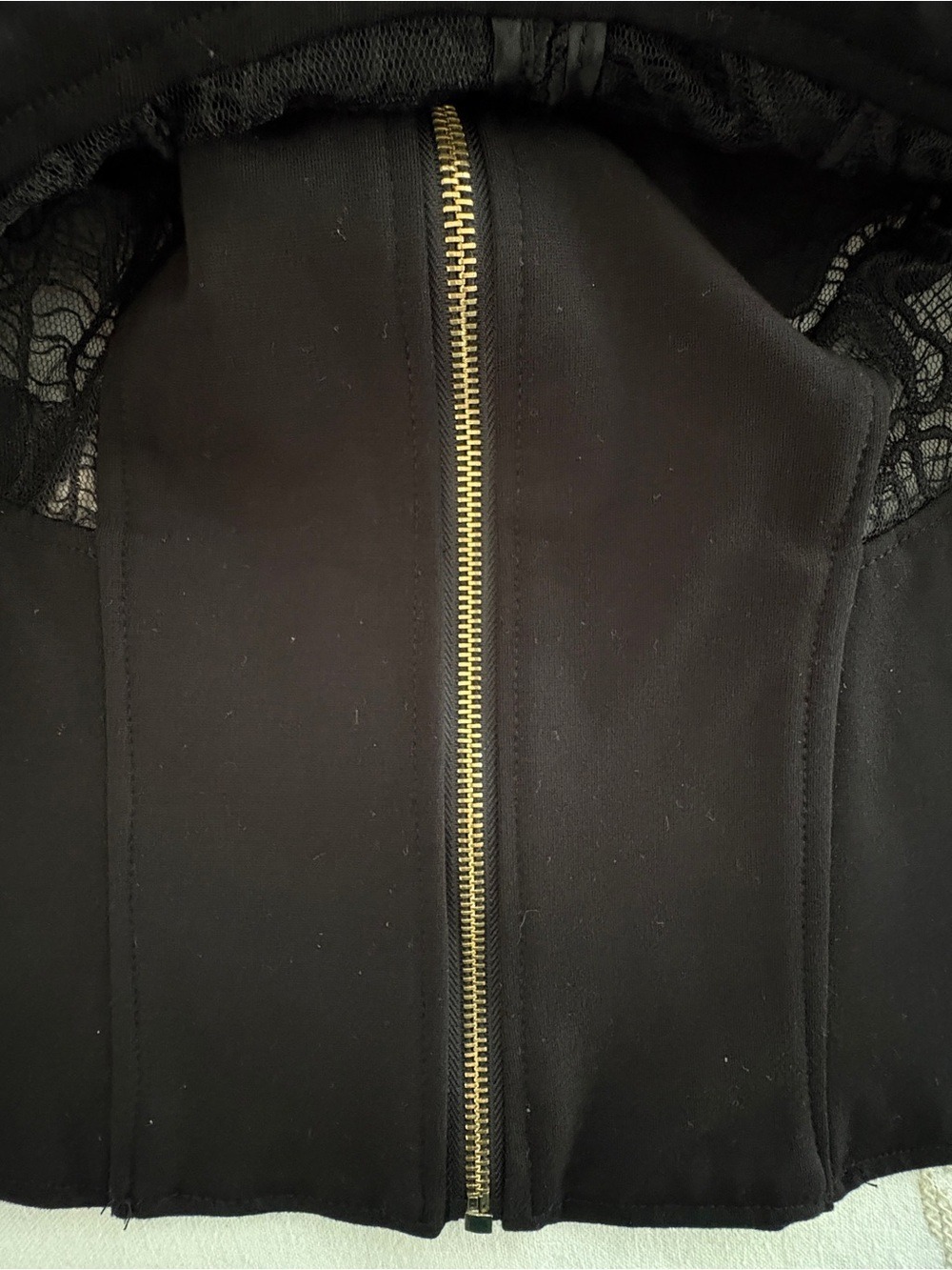 Black Peplum Jacket Size M With Sheer Lace Panels Y2K Corporate Goth Night Club - Picture 8 of 15
